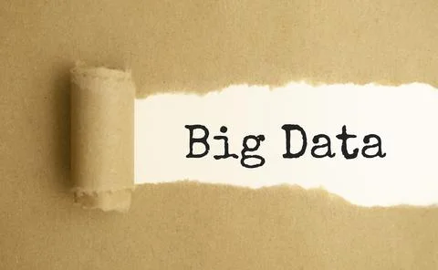 The text Big Data appearing behind torn brown paper Stock Photos