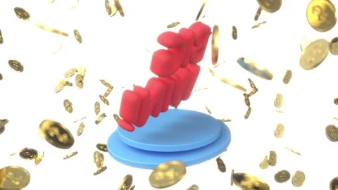 Text big win gold coins on white bg able to loop endless Stock Footage 319461045