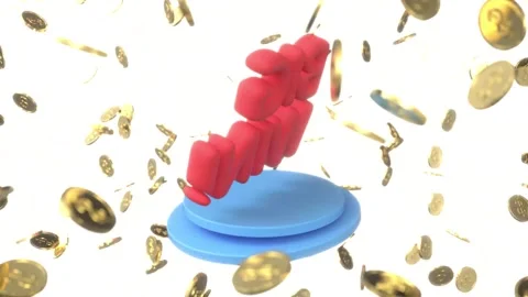 Text big win gold coins on white bg able to loop Stock Footage 320062846