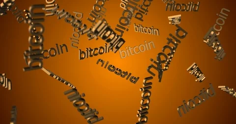 Text BITCOIN gold falling Video stock 100115170