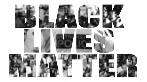 Text Black Lives Matter. Protesters Police Crowd Rally marching. Racism Concept. Vídeos de archivo 131986003