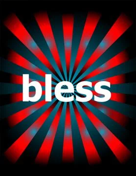 Text Bless. Social concept . Abstract background with red and blue rays Illustrazione stock