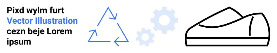 Text block with bold and colored words, recycling symbol, and gears for theme Illustrazione stock