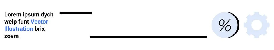 Text block, horizontal progress bar, percentage symbol in blue circle, gear i 스톡 일러스트