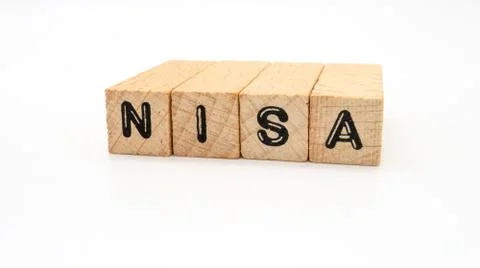 Text Block of "NISA" on White Background Stock Photos