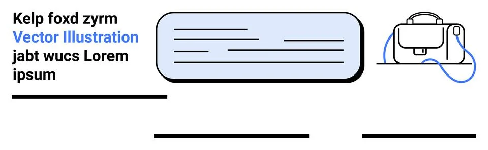 Text blocks, lines, backpack icon, blue and black colors. Ideal for education Stock-Illustration