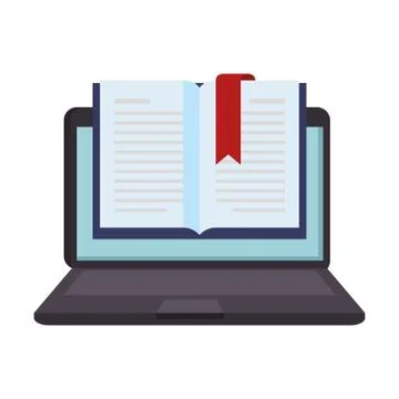 Text book with laptop 스톡 일러스트