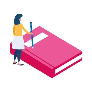 Text book with minipeople workers Stock Illustration