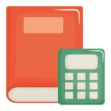Text book school with calculator math Illustrazione stock