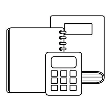 Text book school with calculator math Illustrazione stock