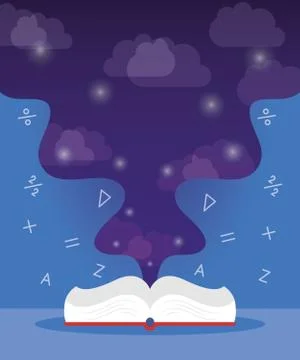 Text book school supply with math symbols Illustrazione stock