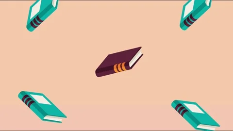 Text books set library pattern animation Stock Footage 146082534