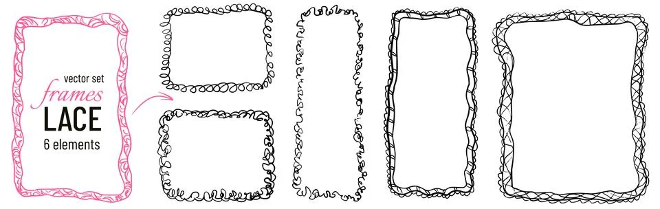 Text box and whimsical frame hand drawn outline with wavy organic border. Quirky Illustrazione stock