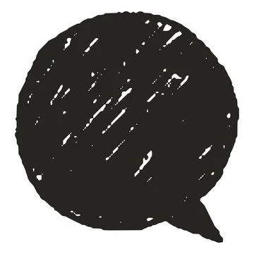 Text box black circle crayon texture, charcoal speech bubble, vector cartoon Stock Illustration