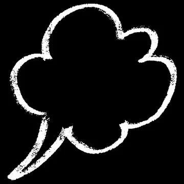Text box cloud white chalk outline on black background, crayon speech bubble Stock Illustration