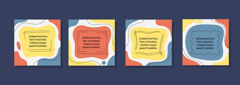 Text box frames, social media templates. Square doodle forms with tag lines, Stock Illustration