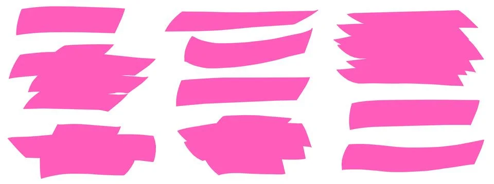 Text box highlight set with felt patches strips and broad swipes. Pink emphasis Stock Illustration