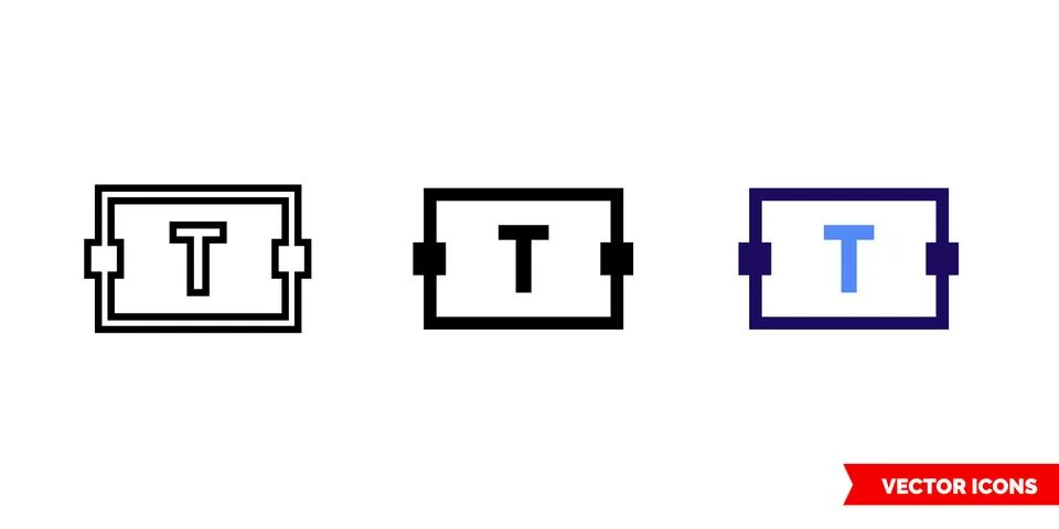 Text box icon of 3 types. Isolated vector sign symbol. Illustrazione stock