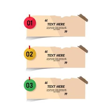 Text box  with note papers element design vector 스톡 일러스트