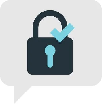 Text box with padlock and check mark illustration in minimal style Stock Illustration