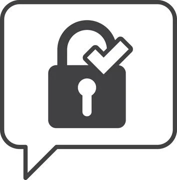 Text box with padlock and check mark illustration in minimal style Stock Illustration