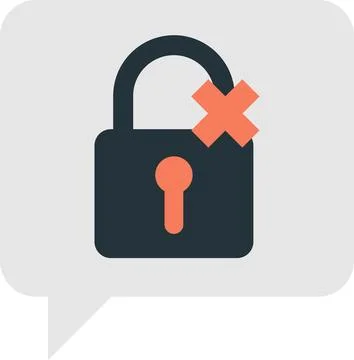 Text box with padlock and wrong sign illustration in minimal style Stock Illustration