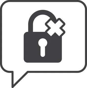 Text box with padlock and wrong sign illustration in minimal style Stock Illustration