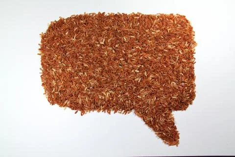Text box of a pile of brown rice Stock Photos