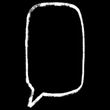 Text box white chalk outline on black, crayon speech bubble vertical silhouette Illustrazione stock