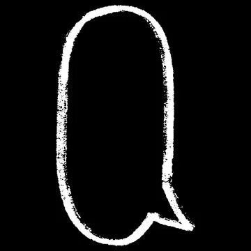 Text box white chalk outline on black, crayon speech bubble vertical round Stock Illustration