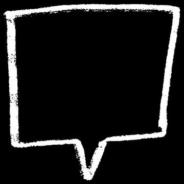 Text box white chalk outline on black, crayon speech bubble rectangle silhouette Stock Illustration