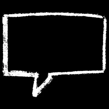Text box white chalk texture on black, outline crayon speech bubble, vector Illustrazione stock