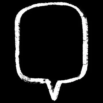 Text box white chalk texture on black, outline speech bubble, vector cartoon Illustrazione stock