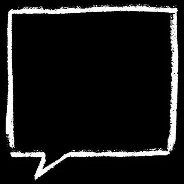 Text box white chalk texture on black, outline speech bubble, vector cartoon Stock Illustration