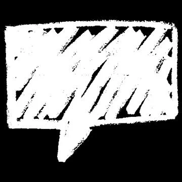 Text box white chalk texture on black, speech bubble ink blank, vector cartoon Stock Illustration
