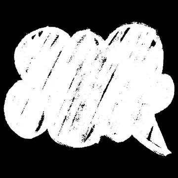 Text box white chalk texture on black, vector cartoon crayon communication cloud Stock Illustration