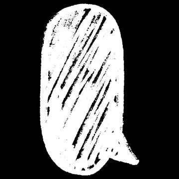 Text box white chalk texture on black, crayon speech bubble vertical round Stock Illustration