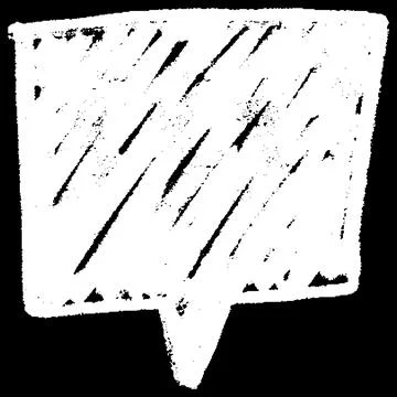 Text box white chalk texture on black, crayon speech bubble rectangle silhouette Stockillustratie