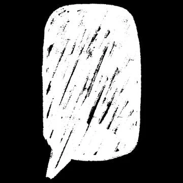 Text box white chalk texture on black, crayon speech bubble vertical silhouette 스톡 일러스트