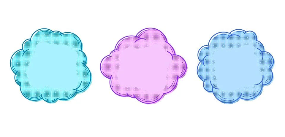 Text boxes collection. Set of text box templates in comic style. Message or Stock Illustration