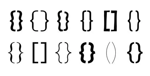 Text bracket. Vintage curly brackets symbol. Typography punctuation shapes Stock Illustration