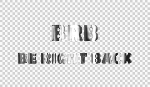 Text BRB BE RIGHT BACK silver 3D digital technology 스톡 일러스트