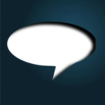 Text bubble at dark blue background with shadow Stock Illustration
