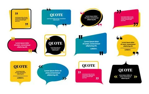Text bubble. Modern message with frame. Citation borders with commas and copy Stock Illustration