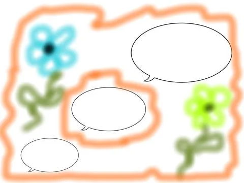 Text bubbles with flowers around three bubbles Stock Illustration