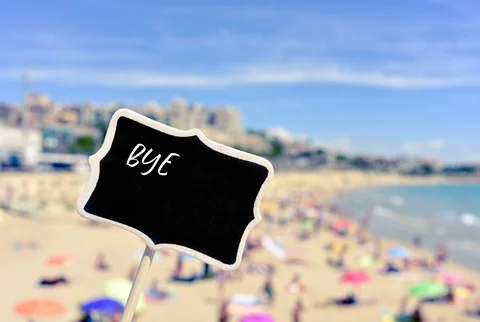 The text bye bye summer in a signboard Stock Footage 111275803