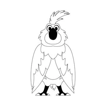 This text can be simplified to say A big, funny, and cute parrot with bright  Stock Illustration