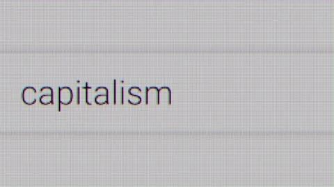 Text capitalism typing in search engine screen animation in 4k Stock Footage 280673853