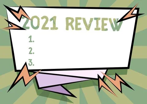 Text caption presenting 2021 Review. Word for remembering past year events main Illustration