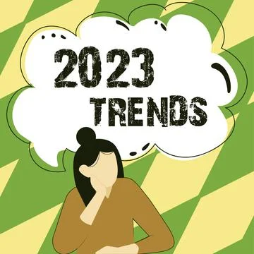 Text caption presenting 2023 Trends. Business showcase things that is famous for Stock Illustration